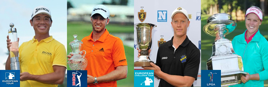 Vainqueurs PGA Tour, Challenge Tour, European Tour, LPGA
